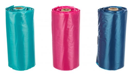 TRIXIE Пакеты для уборки за собаками, разноцветные с ручками (размер M, 8 х 15 шт) - фото