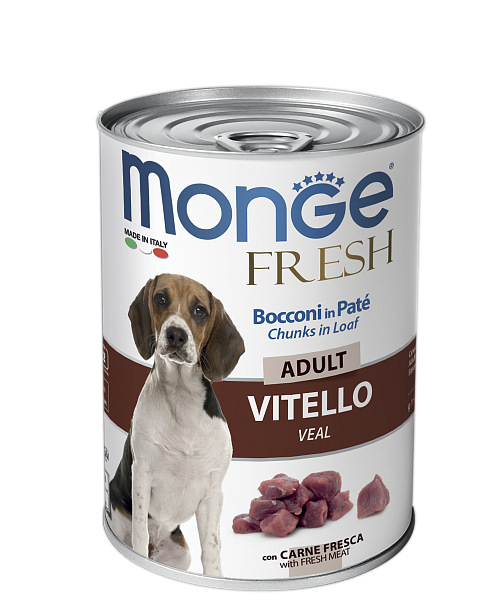 MONGE FRESH Dog Adult Veal (банка 400 г) рулет с телятиной для собак - фото