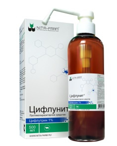 ЦИФЛУНИТ (Цифлутрин 1%) Противопаразитарное средство для КРС (500 мл) Nita-farm - фото