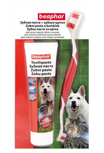 BEAPHAR Toothpaste + Brush Зубная паста + щетка для животных - фото2