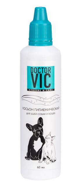 ЛОСЬОН Doctor VIC гигиенический для ушей собак и кошек (60 мл) Vic - фото2