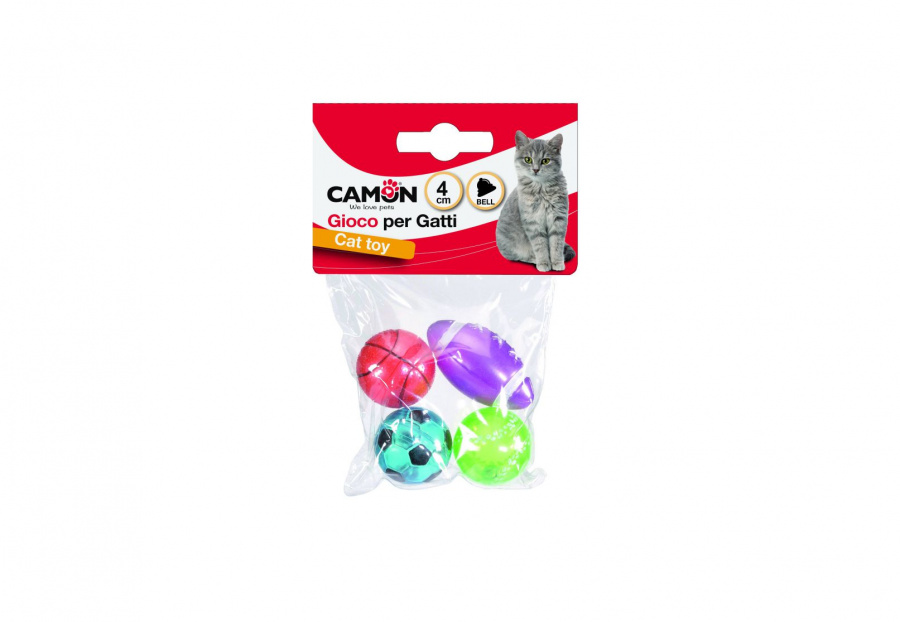 CAMON Мячики спортивные с колокольчиком для кошек (4 см х 4 шт) - фото2