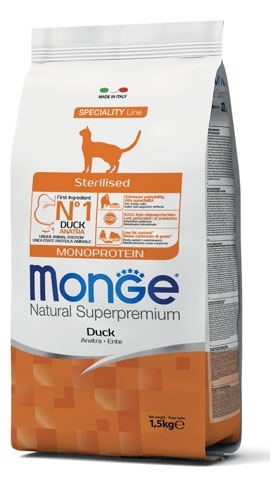 MONGE CAT MONOPROTEIN Sterilised Duck (1 кг на развес) с уткой для стерилизованных кошек - фото