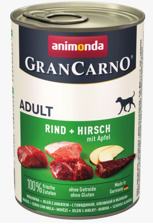 ANIMONDA GRAN CARNO ADULT (400 г) Говядина, оленина и яблоко, для взрослых собак SALE 20% срок годности 11.04.2024 - фото