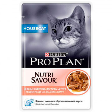 Pro Plan Nutrisavour Housecat (пауч 85 г) кусочки с лососем в соусе - фото2