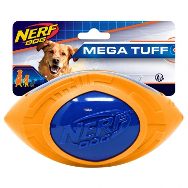 NERF Мяч для регби из термопластичной резины (18 см, серия МЕГАТОН, синий/оранжевый) - фото3