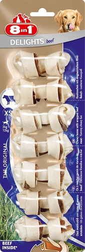 8in1 DELIGHTS Beef XS косточки с говядиной для мелких собак (7,5 см х 7 шт) - фото