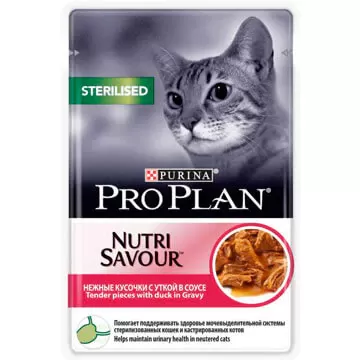 Pro Plan Nutrisavour Sterilised (пауч 85 г) кусочки с уткой в соусе - фото
