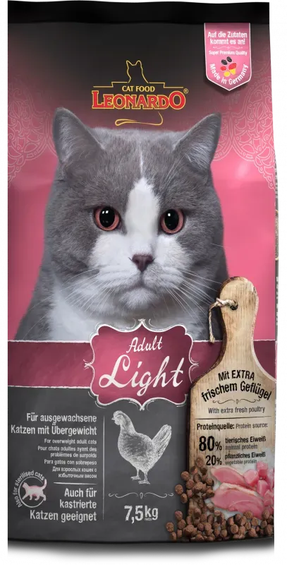 LEONARDO LIGHT (7,5 кг) для взрослых кошек, склонных к лишнему весу - фото