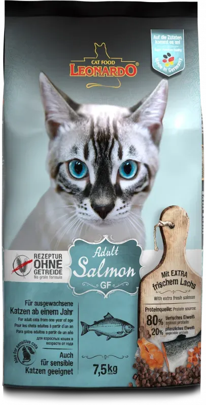LEONARDO ADULT SALMON GF (1 кг на развес) с лососем и амарантом для взрослых кошек  - фото