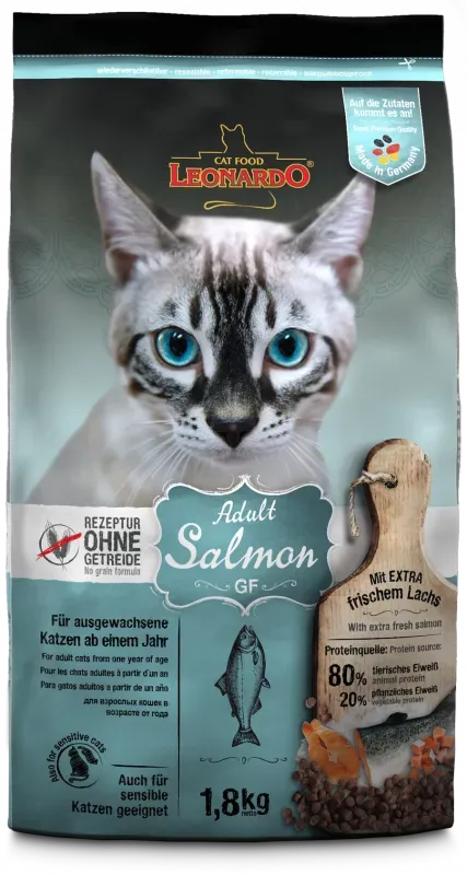 LEONARDO ADULT SALMON GF (1,8 кг) с лососем и амарантом для взрослых кошек  - фото