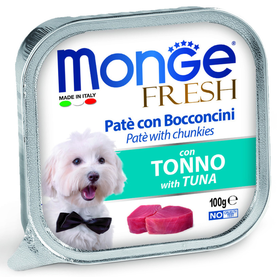 MONGE FRESH Pate with Bocconcini Tuna (лоток 100 г) паштет с кусочками, тунец для собак - фото