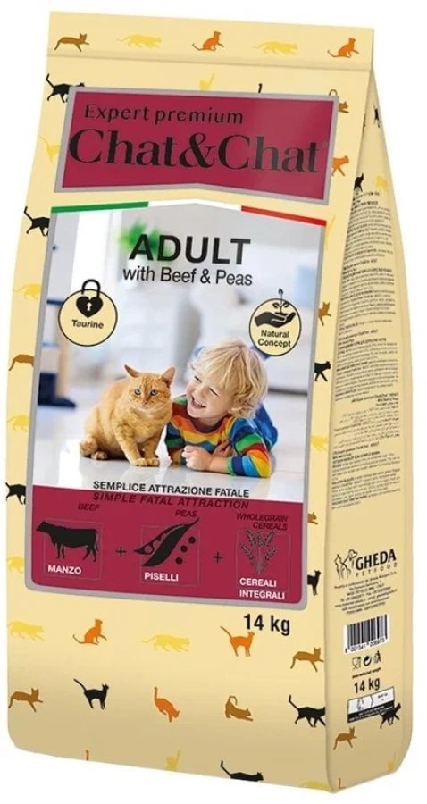 Chat-Chat Expert для взрослых кошек с говядиной и горохом (14 кг) - фото