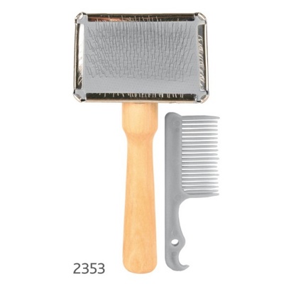 TRIXIE Soft brush with brush cleaning comb Пуходёрка с расчёсочкой (малая) - фото