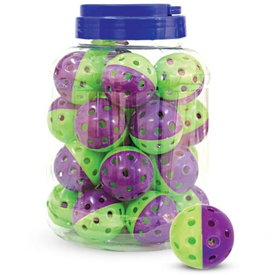 TRIOL Шарик пластиковый с колокольчиком, зелёный/фиолетовый - фото