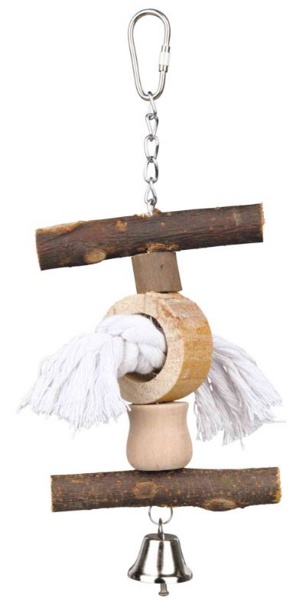 TRIXIE Natural Living Toy Игрушка для птиц на цепочке, с колокольчиком (20 см) - фото