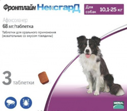 ФРОНТЛАЙН НЕКСГАРД L (1 шт х 68 мг/10 - 25 кг) Жевательная таблетка для защиты собак от клещей и блох Merial - Boehringer (Афоксоланер) - фото