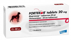 ФОРТЕКОР 20 (Fortekor) Таблетки для лечения сердечной недостаточности у собак (14 х 20 мг) Elanco - фото