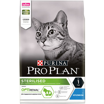PRO PLAN STERILISED (1,5 кг) с кроликом для стерилизованных кошек и кастрированных котов - фото