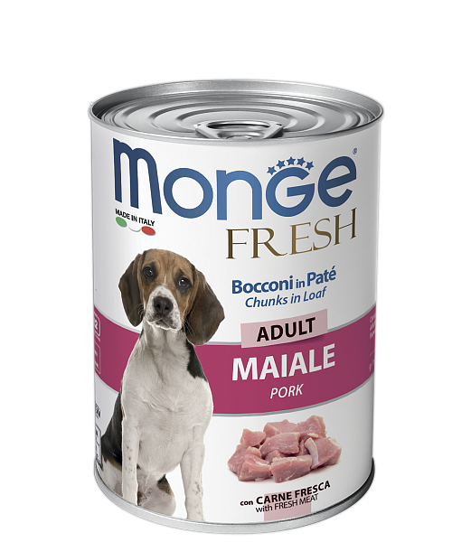 MONGE FRESH Dog Adult Pork (банка 400 г) рулет со свининой для собак - фото