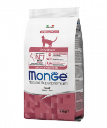 MONGE CAT MONOPROTEIN Sterilised Beef (1,5 кг) с говядиной для стерилизованных кошек - фото