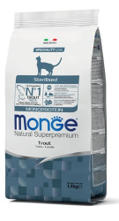 MONGE CAT MONOPROTEIN Sterilised Trout (1,5 кг) с форелью для стерилизованных кошек - фото