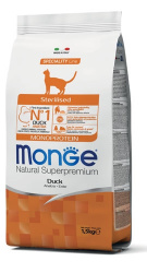 MONGE CAT MONOPROTEIN Sterilised Duck (10 кг) с уткой для стерилизованных кошек - фото