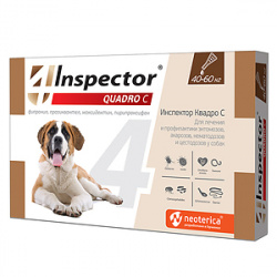 ИНСПЕКТОР Quadro C Капли на холку для собак 40-60 кг (1 пипетка х 6 мл) Экопром-Neoterica (Фипронил 10,7% + празиквантел 4,28% + пирипроксифен 2,14% + моксидектин 2,675 мг) - фото