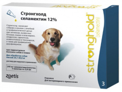 СТРОНГХОЛД STRONGHOLD 12% для собак весом 20,1 - 40,0 кг (1 пипетка - 2 мл/240 мг) Zoetis (Селамектин) - фото