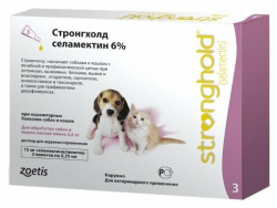 СТРОНГХОЛД STRONGHOLD 6% для собак и кошек весом менее 2,5 кг (1 пипетка - 0,25 мл/15 мг) Zoetis (Селамектин) - фото