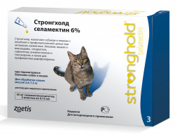 СТРОНГХОЛД STRONGHOLD 6% для кошек и собак весом 2,6 - 7,5 кг (1 пипетка - 0,75 мл/45 мг) Zoetis (Селамектин) - фото