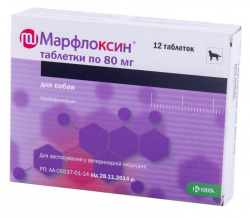 МАРФЛОКСИН (Марбофлоксацин) Антибактериальный препарат (12 табл х 80 мг) KRKA - фото