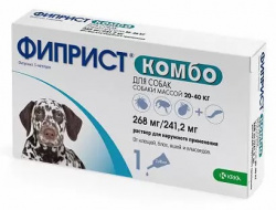ФИПРИСТ КОМБО для собак 20-40 кг (1 пипетка х 2,68 мл) KRKA (Фипронил 10% + S-метопрен 9%) - фото