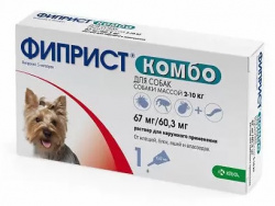 ФИПРИСТ КОМБО для собак 2-10 кг (1 пипетка х 0,67 мл) KRKA (Фипронил 10% + S-метопрен 9%) - фото