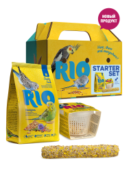 RIO Стартовый набор владельца волнистого попугайчика (переноска, корм, набор для проращ., палочка) - фото