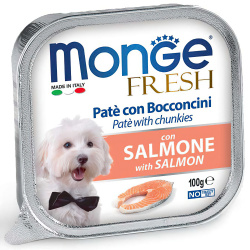 MONGE FRESH Pate with Bocconcini Salmon (лоток 100 г) паштет с кусочками, лосось для собак - фото