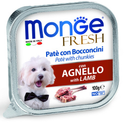 MONGE FRESH Pate with Bocconcini Lamb (лоток 100 г) паштет с кусочками, ягненок для собак - фото