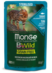 MONGE CAT BWILD Chunkies Sterilised Tuna (пауч 85 г) кусочки с тунцом для взр. стерилизованных кошек - фото