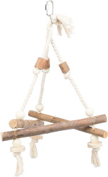 TRIXIE Swing on Rope Качели из дерева с х/б веревкой (27 × 27 × 27 см) - фото