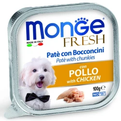 MONGE FRESH Pate with Bocconcini Chicken (лоток 100 г) паштет с кусочками, курица для собак - фото