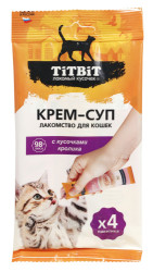 TiTBiT Крем-суп для кошек с кусочками кролика (уп. 4 х 10 г) - фото, картинка TiTBiT Крем-суп для кошек с кусочками кролика (уп. 4 х 10 г) - фото