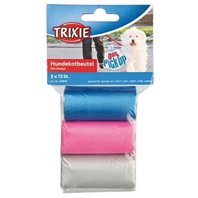 TRIXIE Пакеты для уборки за собаками, разноцветные с ручками (размер M, 3 х 15 шт) - фото2