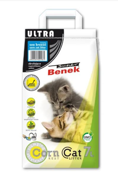 S.BENEK Corn Cat Ultra Sea breeze (7 л) Наполнитель кукурузный комкующийся Ultra, морской бриз - фото2
