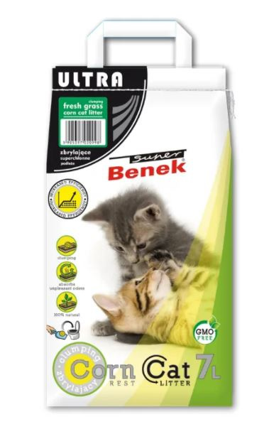S.BENEK Corn Cat Ultra Fresh grass (7 л) Наполнитель кукурузный комкующийся Ultra, свежая трава - фото2