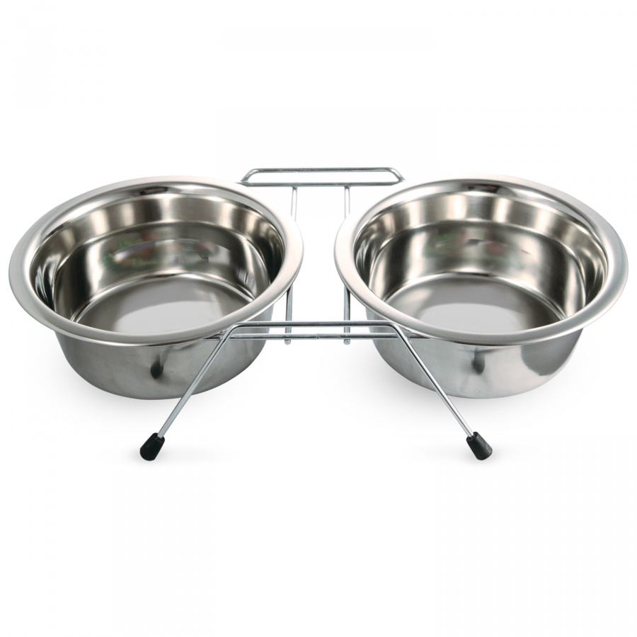 TRIOL 9002 Миски из нержавеющей стали на рамке (2 х 0,4 л) - фото