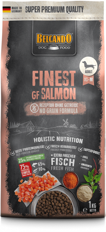 BELCANDO FINEST GRAIN-FREE SALMON (1 кг заводская упаковка) с лососем беззерновой для взр. собак мелких пород   - фото
