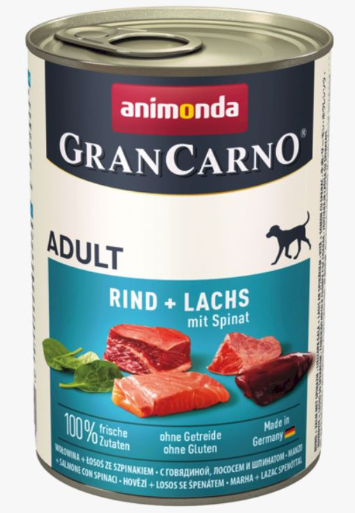 ANIMONDA GRAN CARNO ADULT (400 г) Говядина, лосось и шпинат, для взрослых собак - фото