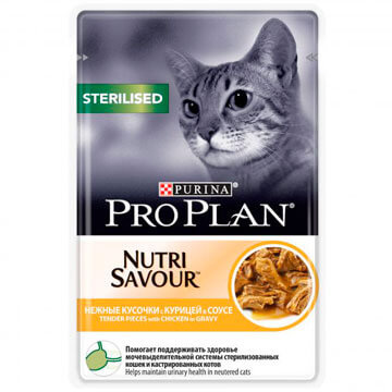 Pro Plan Nutrisavour Sterilised (пауч 85 г) кусочки с курицей в соусе - фото2