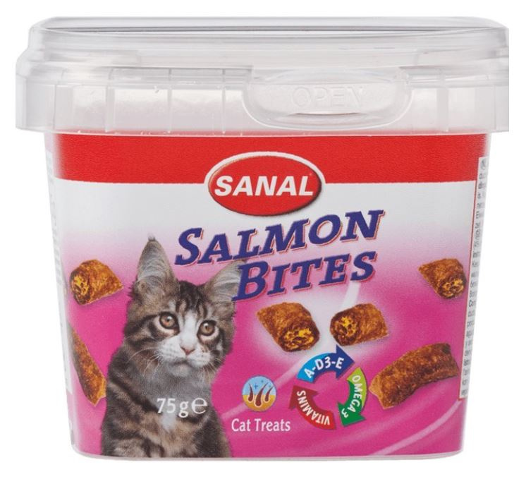 SANAL SALMON BITES (75 г) Подушечки с паштетом из лосося для кошек - фото2