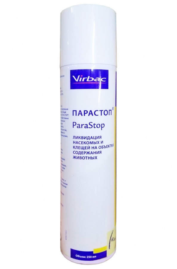 ПАРАСТОП Аэрозоль (250 мл / на 60 кв.м.) Virbac (Перметрин + пиперонил бутоксид + пирипроксифен) - фото